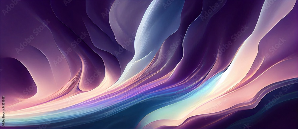 Obraz premium Minimalistic soft waves pearlescent tones gradient background design. Modern art wallpaper with bright blending colors