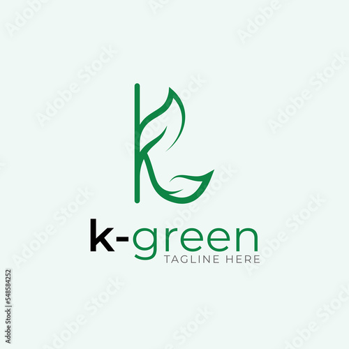 letter k - pure green logo - leaf logo - letter mark - monogram - eco friendly
