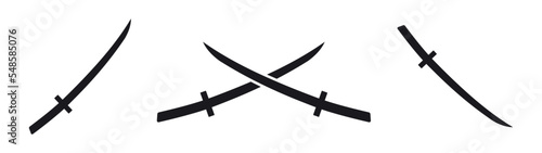 Katana japanese sword vector icon set
