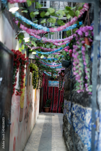 floral decorations at the entrance to an amman house