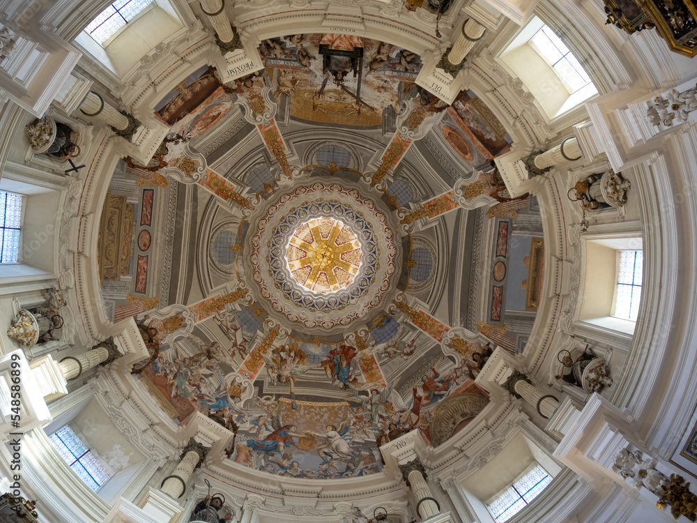 Church of Saint Louis of France dome interior, with Religio at upper center