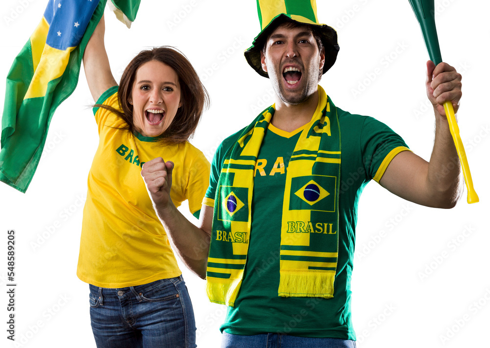 Brazilian couple Celebrating and cheering for Brazil Brazilian couple Celebrating and cheering for Brazil