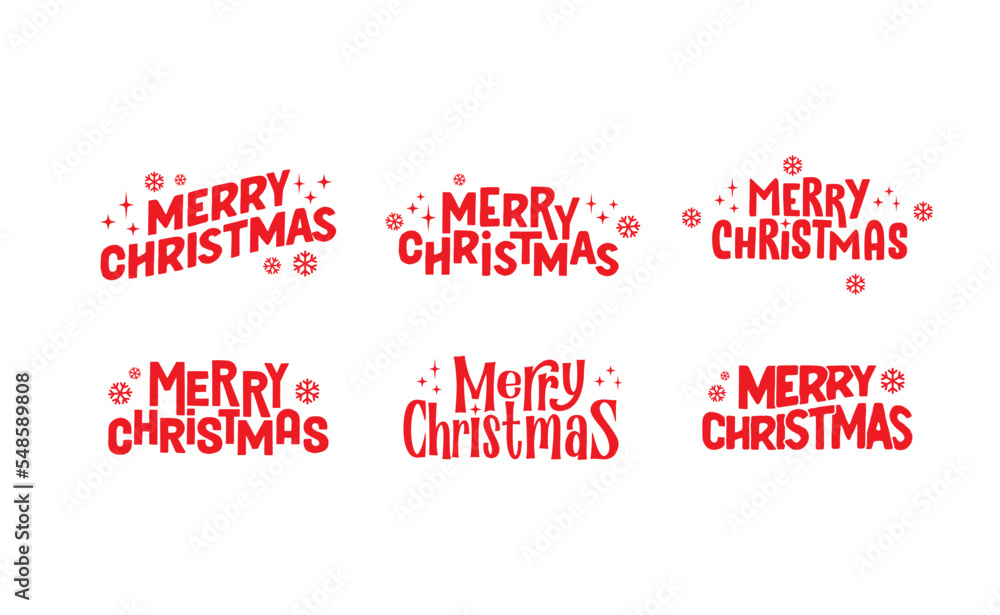 Merry Christmas lettering typographic design. Xmas holidays text design. Merry Christmas lettering typographic design. Xmas holidays text design.