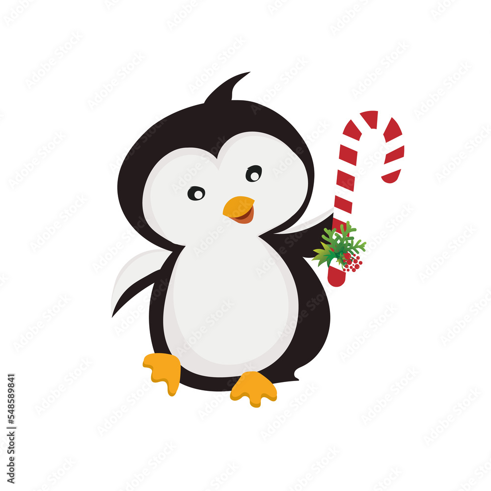 Cute penguin with a caramel stick Cute penguin with a caramel stick