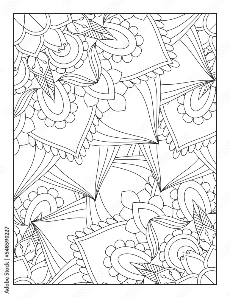 Vector coloring book for adult and meditation. Decorative mandala flowers, Flower coloring book page, Adult Coloring book page for amazon.