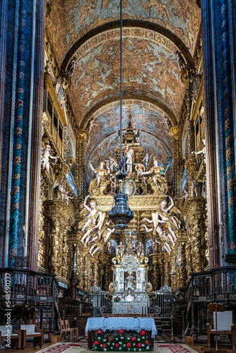 interior of the cathedral of Santiago de Compostela, Galicia in Spain.