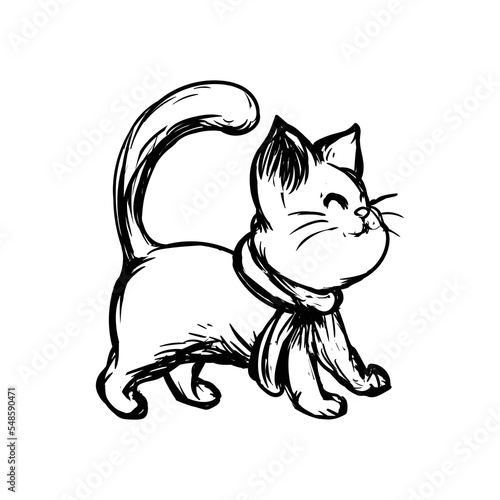 kitty cat drawing sketch vector art
