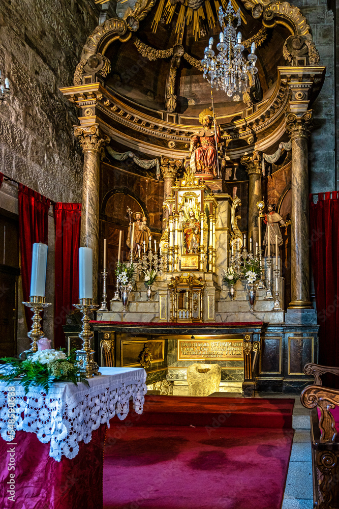 Interior of Church of Santiago Apostle of Padron, La Coruna, Galicia, Spain
