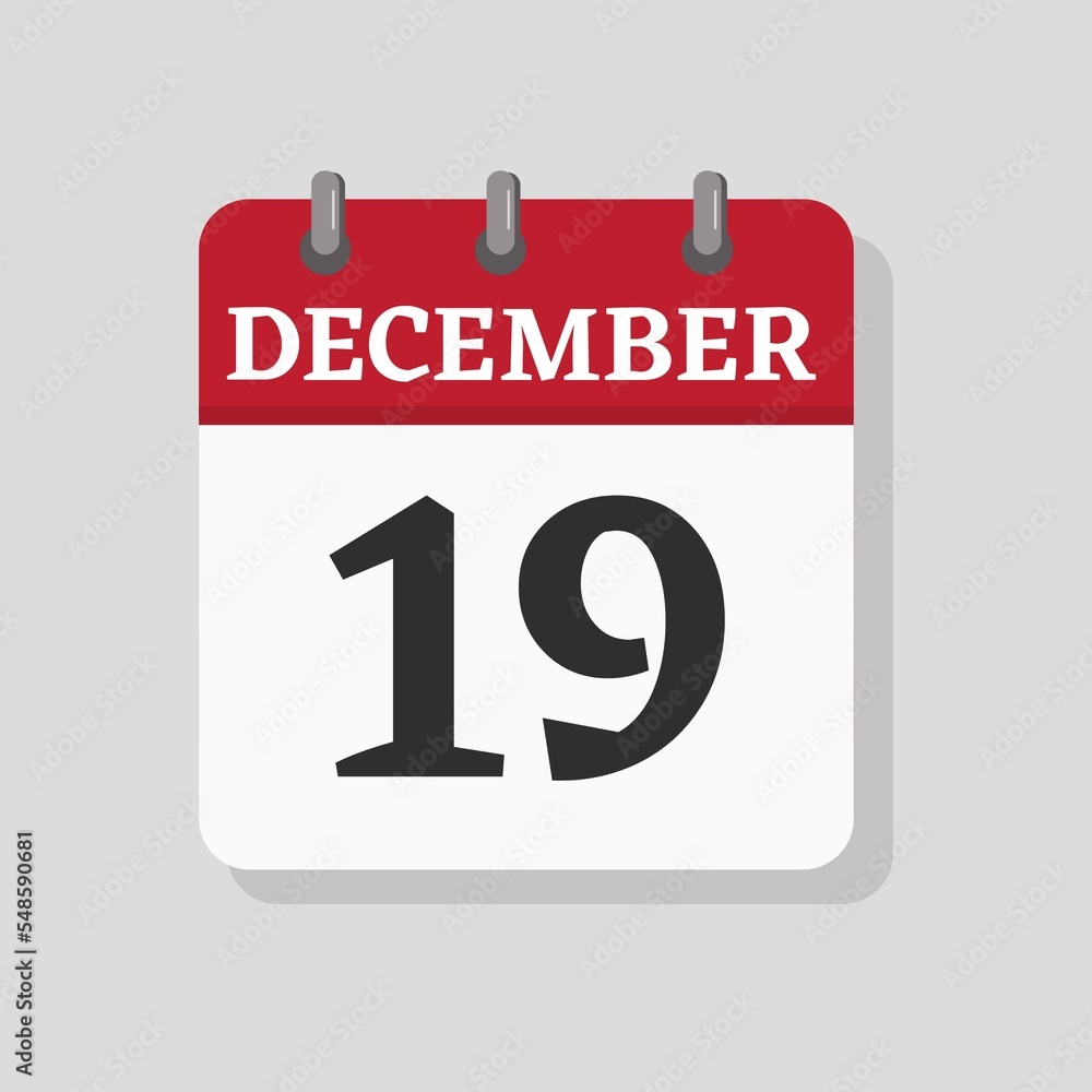December 19 date visible on a page a day organizer calendar December 19 date visible on a page a day organizer calendar