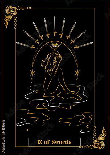 
the illustration - card for tarot - IX of Swords.
