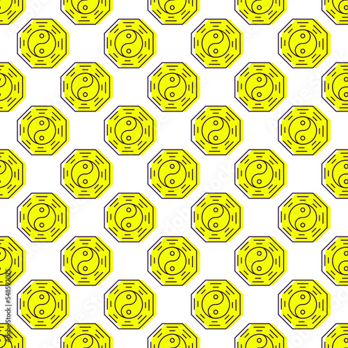 Seamless vector pattern of yin yang for wrapping and printing. Vibrant illustration related to Chinese New year and holidays concept