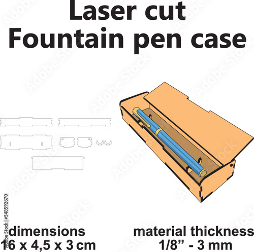 Laser cut template Fountain pen case pen box vector design diy crafts gift ideas