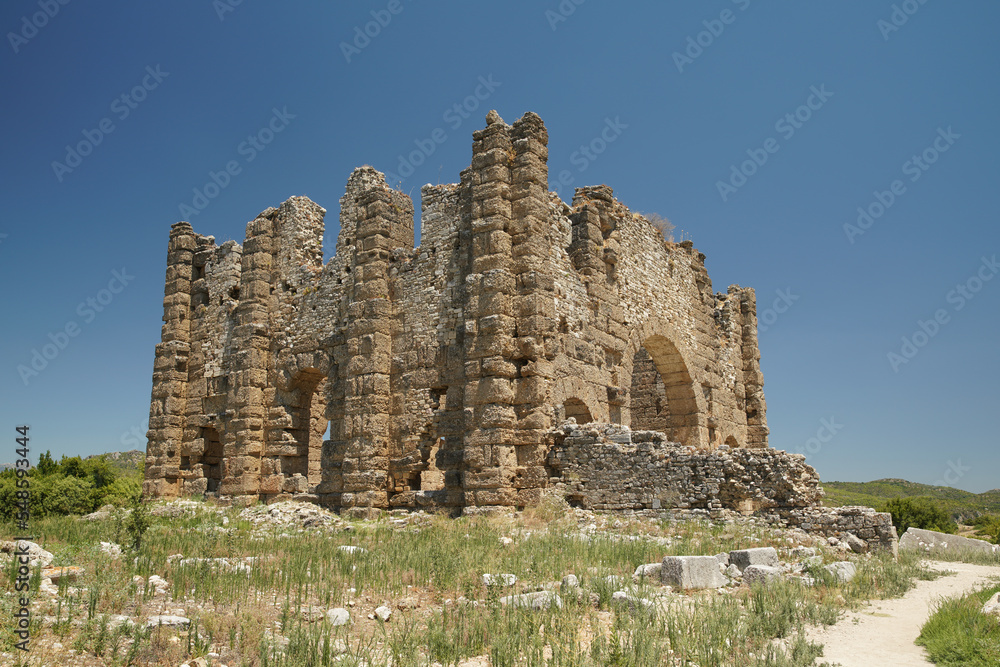 Basilica of Aspendos Ancient City in Antalya, Turkiye Basilica of Aspendos Ancient City in Antalya, Turkiye