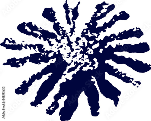 Blue vector element in japanese style isolated on white background. art decorative hand drawn stamp.