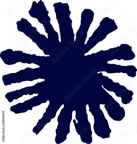 Blue vector element in japanese style isolated on white background. art decorative hand drawn stamp.