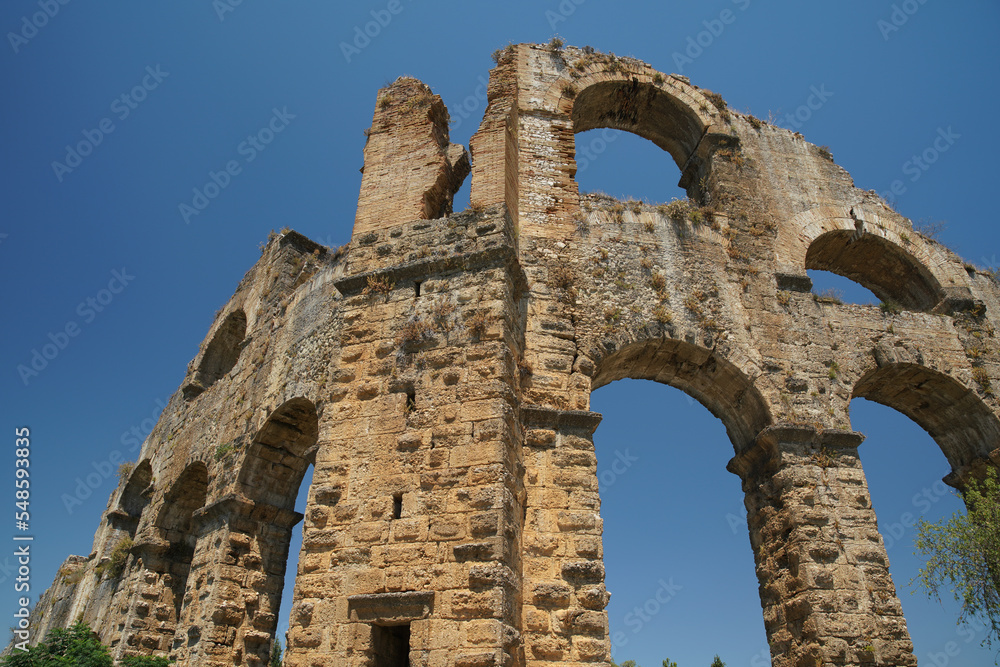 Aqueduct of Aspendos Ancient City in Antalya, Turkiye