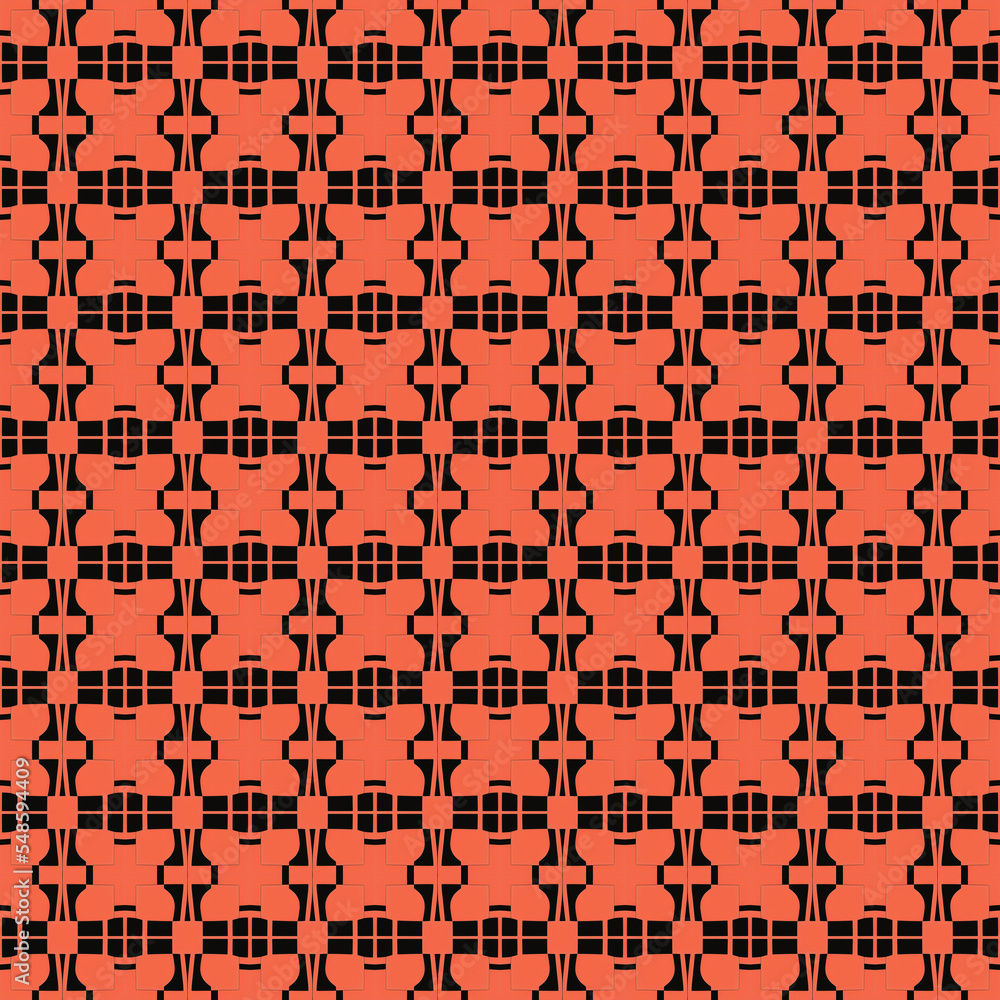 Red cross line symbol in the middle of black geometric shape, modern tile pattern texture background Red cross line symbol in the middle of black geometric shape, modern tile pattern texture background