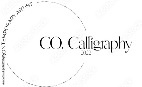 Modern logo design with editable texts, dotted lines on blank white background. Adobe illustrator file. Vector business design, simple minimal concept. 