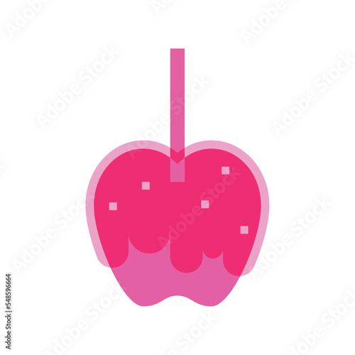 Isolated red apple with candy sheer flat icon Vector illustration