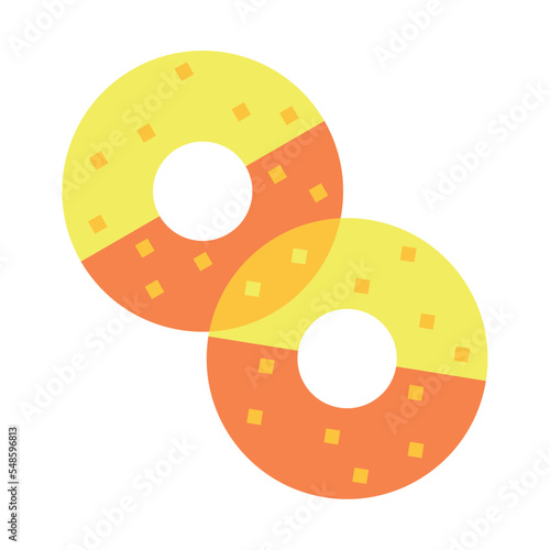 Isolated pair of gummy donuts candy sheer flat icon Vector illustration