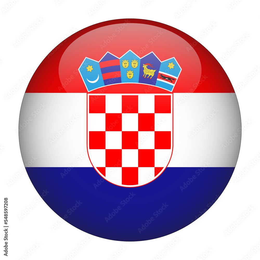Naklejka premium Croatia 3D Rounded Flag with Transparent Background