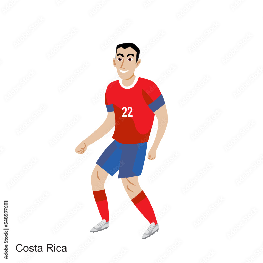 Costa Rica Soccer Player Vector Illustration