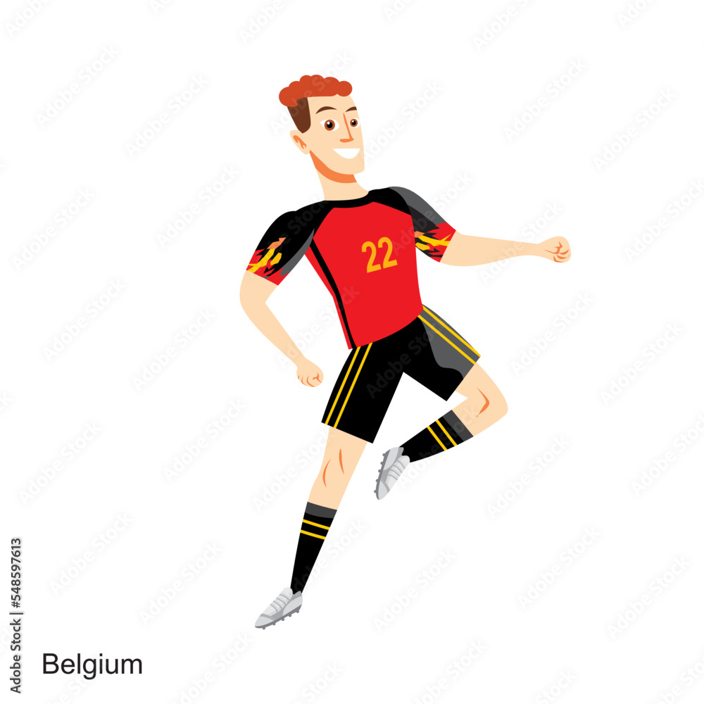 Belgium Soccer Player Vector Illustration