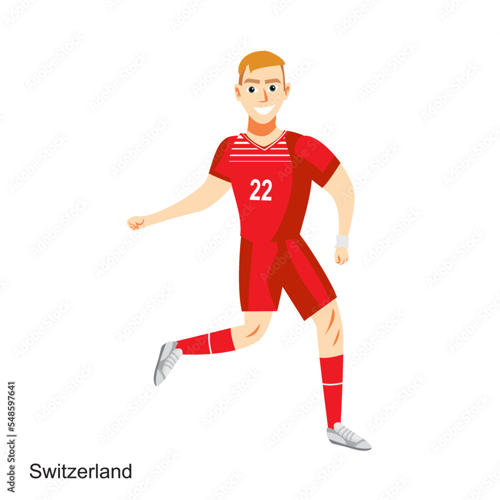 Switzerland Soccer Player Vector Illustration