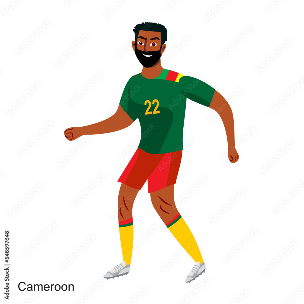Cameroon Soccer Player Vector Illustration