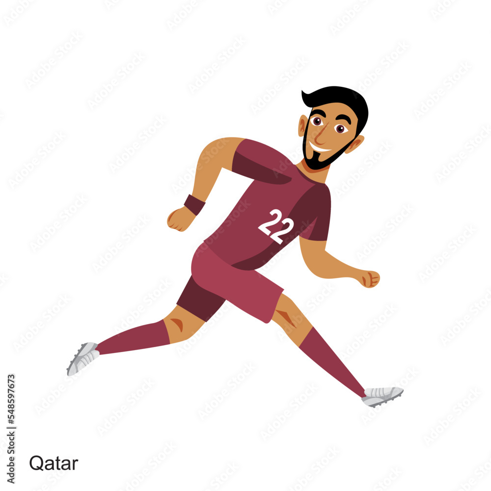 Qatar Soccer Player Vector Illustration