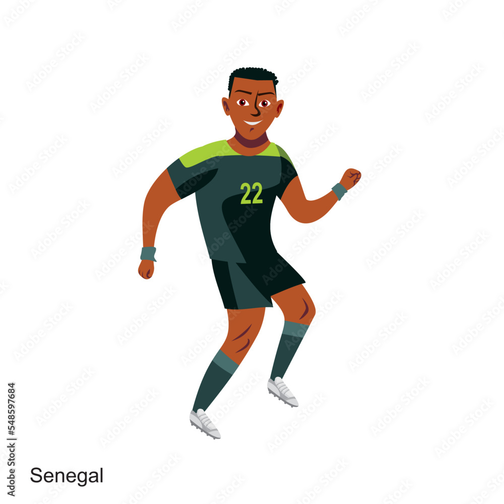 Senegal Soccer Player Vector Illustration