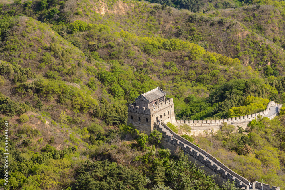 beautiful watchtower. zigzag of the protective wall. The Great Wall of China