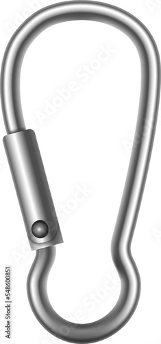 Steel carabiner. Realsitic metal lobster clasp hook
