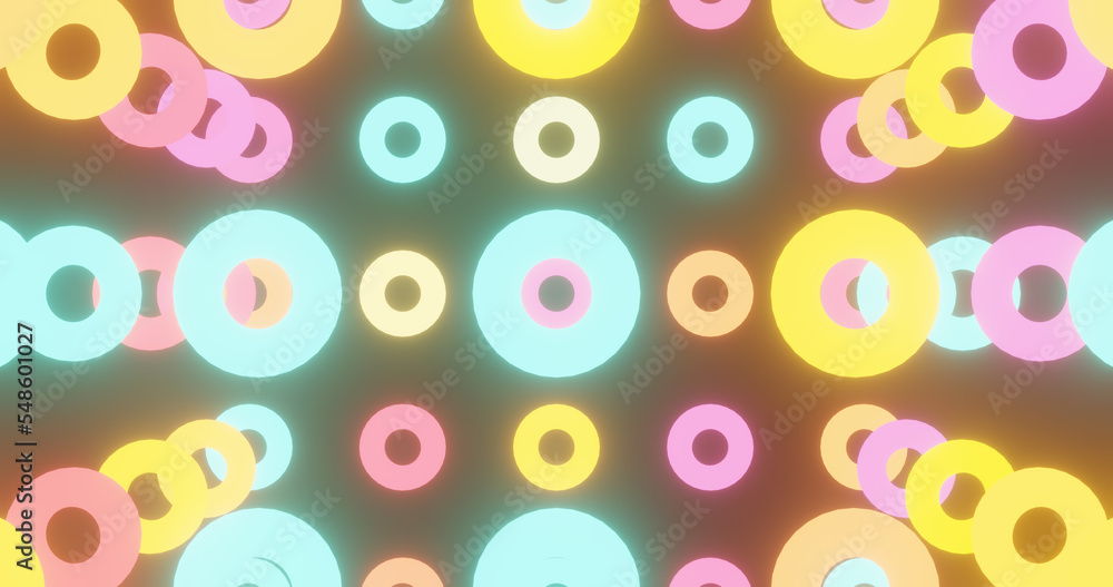 Fototapeta premium Render with colorful luminous bagels