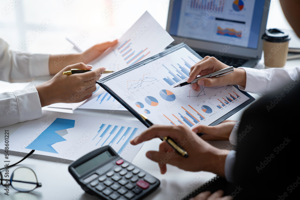 business people meeting in the office Calculate the tax and income of the company's investment. Strategic Planning and Brainstorming colleague concept, report, analyze graph plans business people meeting in the office Calculate the tax and income of the company's investment. Strategic Planning and Brainstorming colleague concept, report, analyze graph plans