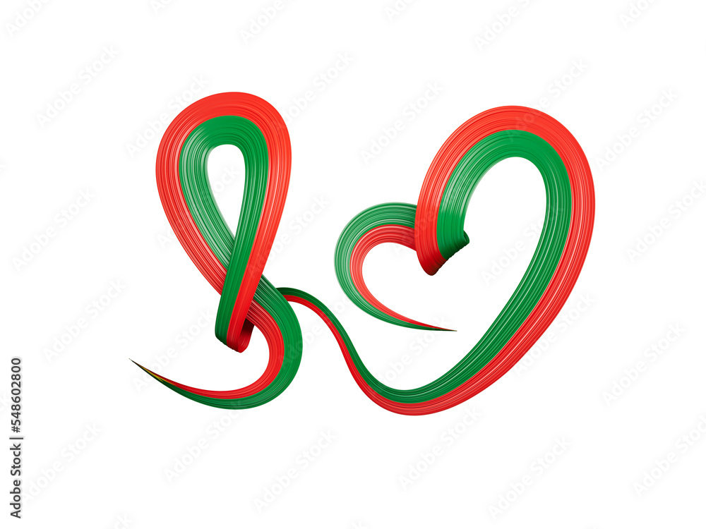 Burkina Faso flag stripe ribbon on white background 3d illustration Burkina Faso flag stripe ribbon on white background 3d illustration