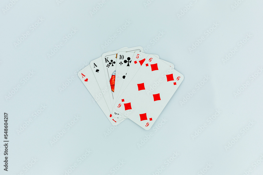 poker playing cards on a white background poker playing cards on a white background