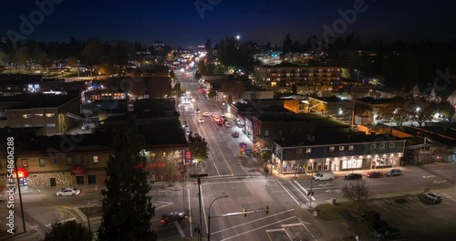 Abbotsford HyperLapse Downtown at Night in the Fraser Valley of British Columbia, Canada photo