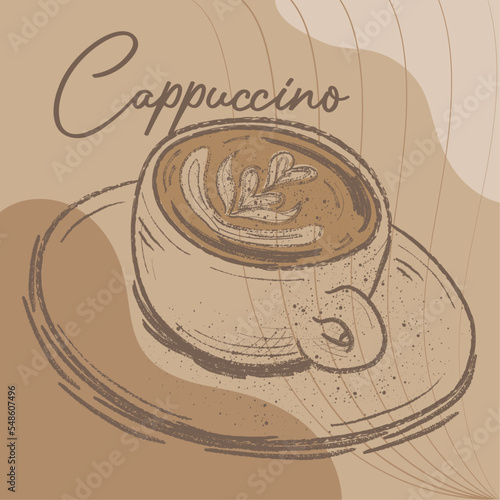 Sketch of a capuccino mug Vector illustration