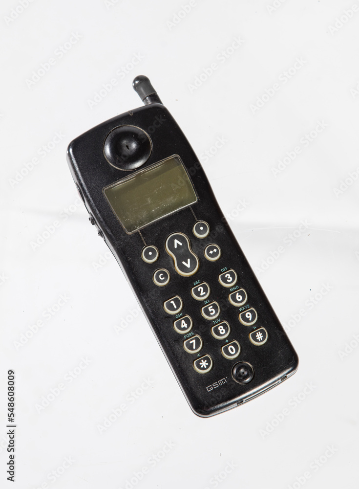 Old telephone isolated white background Old telephone isolated white background