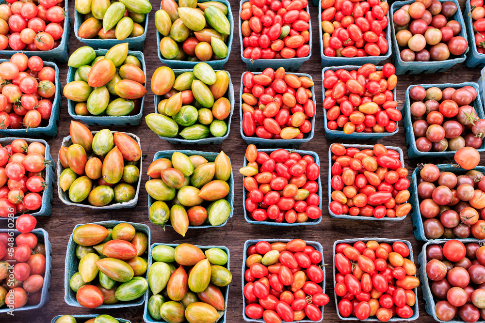 Fresh and organic tomatoes at farmers market
Fresh and organic tomatoes at farmers market