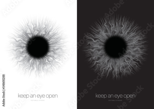 Eye in background, vector editable stroke. photo