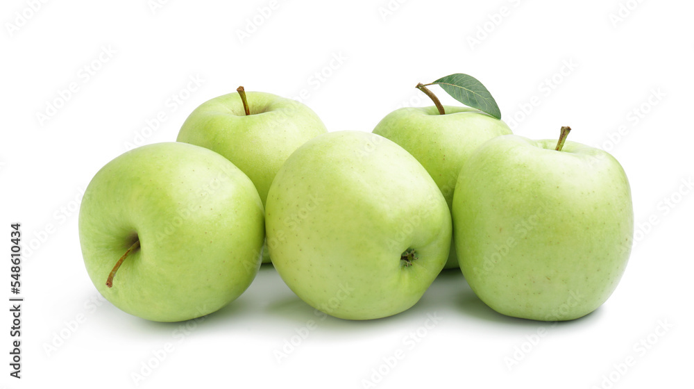 Heap of ripe green apples on white background Heap of ripe green apples on white background
