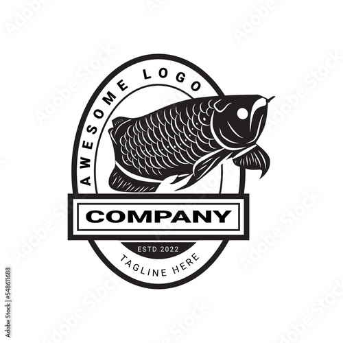 arowana fish idea vintage logo design vector inspiration