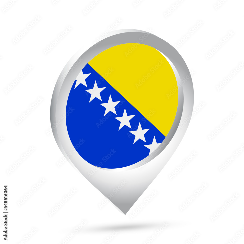 Bosnia and Herzegovina flag 3d pin icon Bosnia and Herzegovina flag 3d pin icon