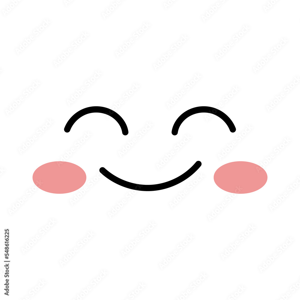Kawaii cute face. Smiling kawaii emotion. Funny cartoon Japanese emoticon. Vector illustration. Kawaii cute face. Smiling kawaii emotion. Funny cartoon Japanese emoticon. Vector illustration.