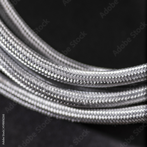 Grey Braided Cable on Black Background