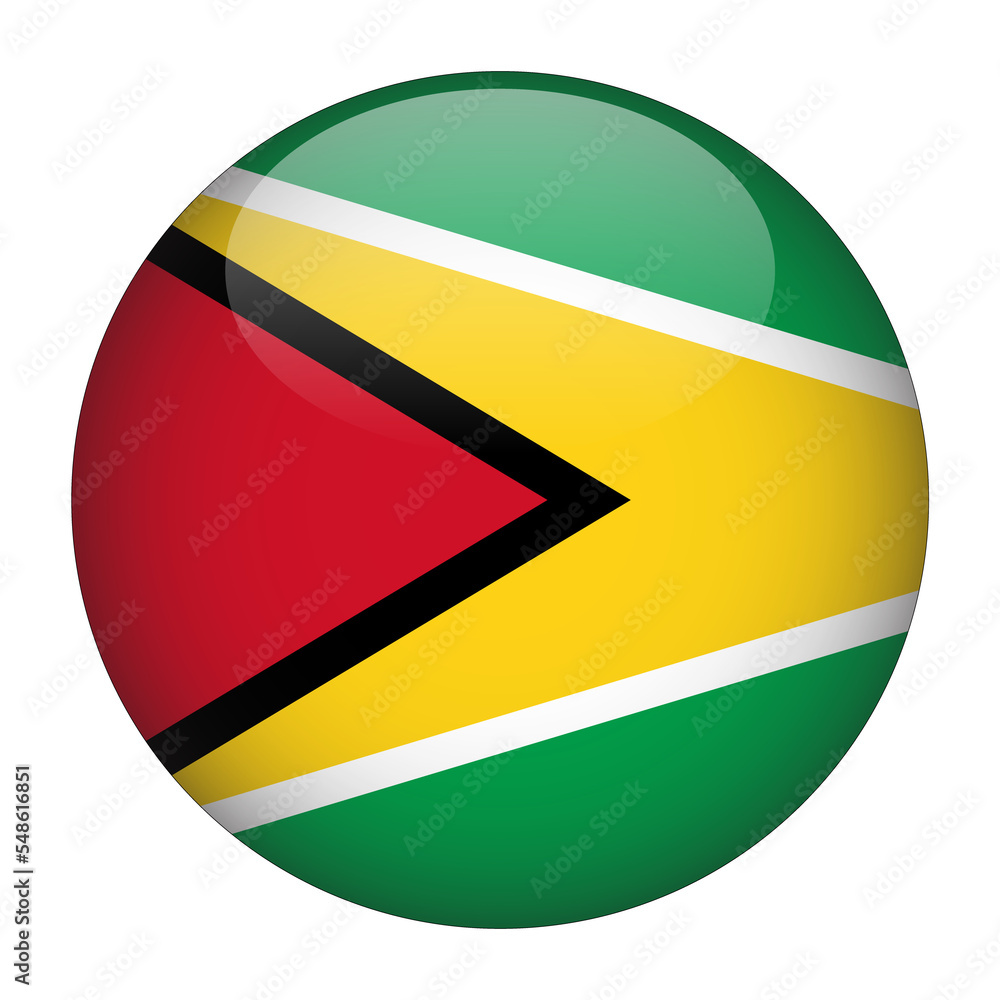 Guyana 3D Rounded Flag with Transparent Background
