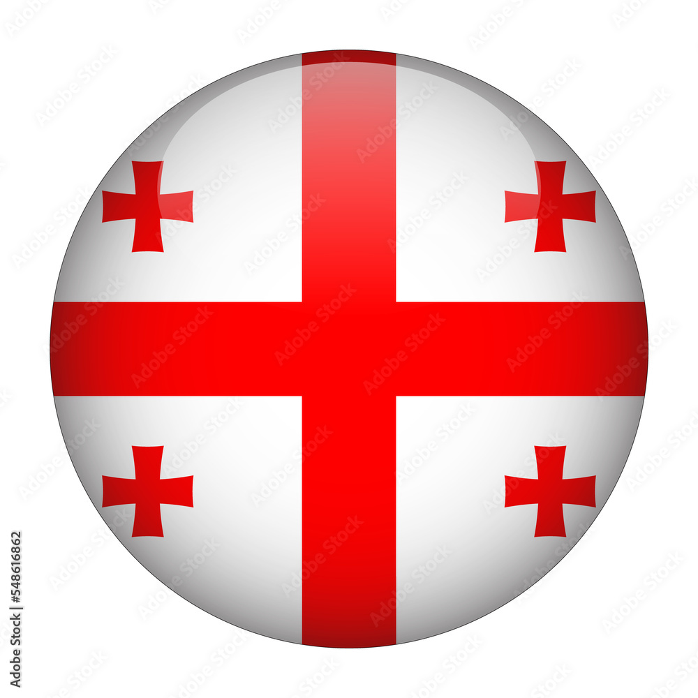 Georgia 3D Rounded Flag with Transparent Background