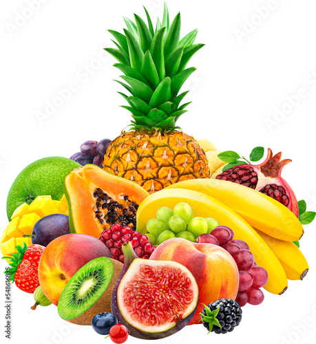 Fruits and berries heap isolated